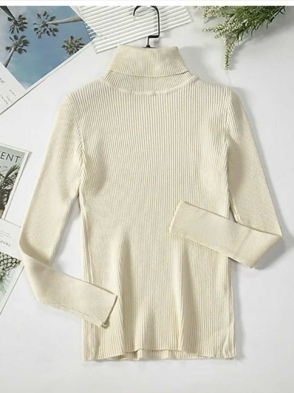 Madewell Cream Ribbed Mock Neck Sweater